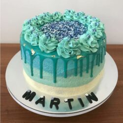 Teal drip cake